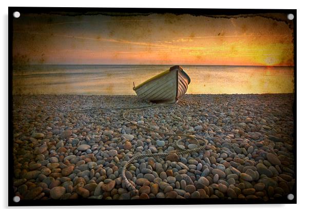 Chesil Beach Vintage Acrylic by Graham Custance