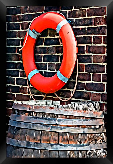 Lifebuoy and Barrel Framed Print by Paul Stevens