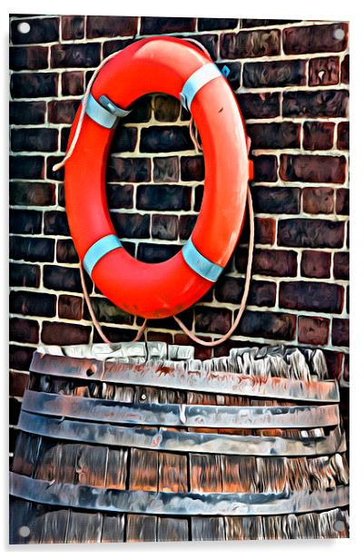 Lifebuoy and Barrel Acrylic by Paul Stevens