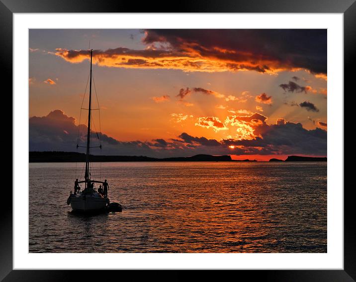 Golden Glow of Ibiza Framed Mounted Print by Becky Dix