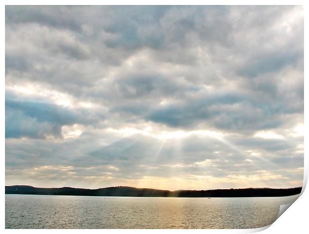 Clouds with SunRays Print by Pics by Jody Adams