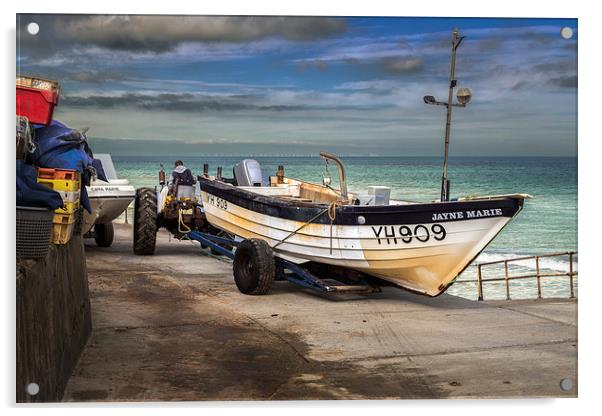 Fishing Boat at Overstrand Acrylic by Stephen Mole