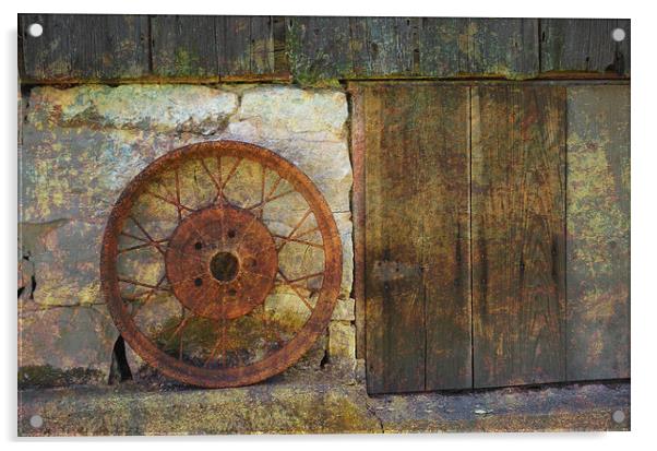 Rusty Wheel Acrylic by Pamela Briggs-Luther