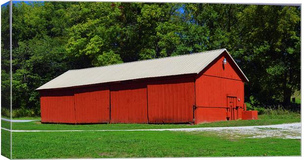 American Red Barn Canvas Print by Pamela Briggs-Luther