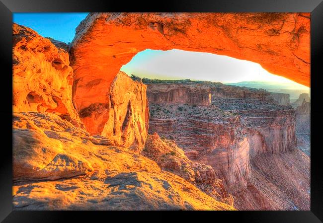 Mesa Arch Canyon Lands Framed Print by Gurinder Punn