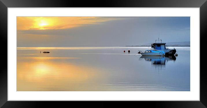 Loughor estuary boats Framed Mounted Print by Leighton Collins