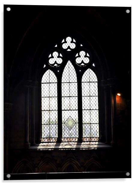 Lichfield Catherdral Window Acrylic by leonard alexander