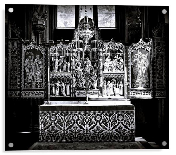 Altar at lichfield cathedral Acrylic by leonard alexander