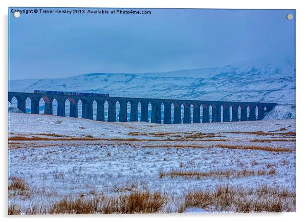 Crossing The Viaduct Acrylic by Trevor Kersley RIP