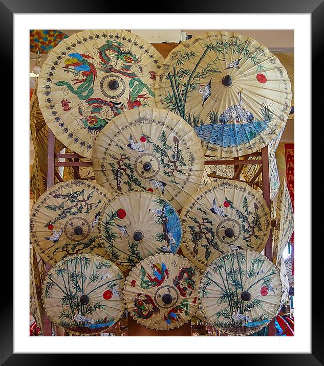 Thai Painted Paper Parasols Framed Mounted Print by colin chalkley