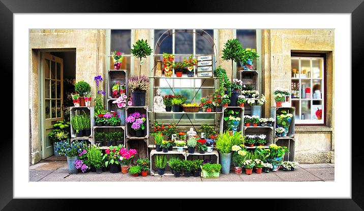 Bath Flower Shop Display Framed Mounted Print by Ray Nelson