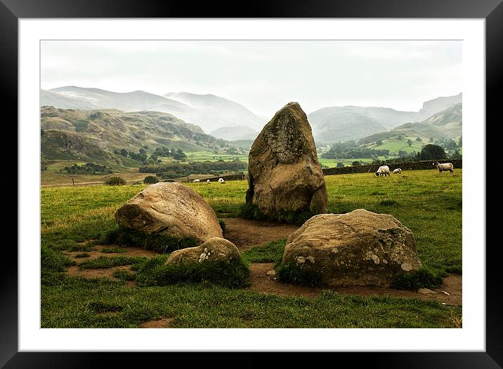 Landscape with Castlerigg stones Framed Mounted Print by Jacqi Elmslie