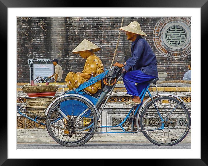 Vietnamese Bicycle Rickshaw Framed Mounted Print by colin chalkley