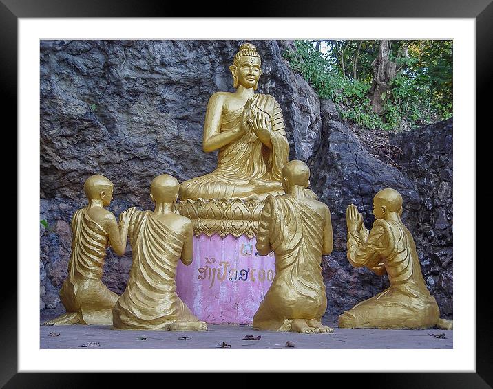 Pak Ou Caves in Laos Framed Mounted Print by colin chalkley