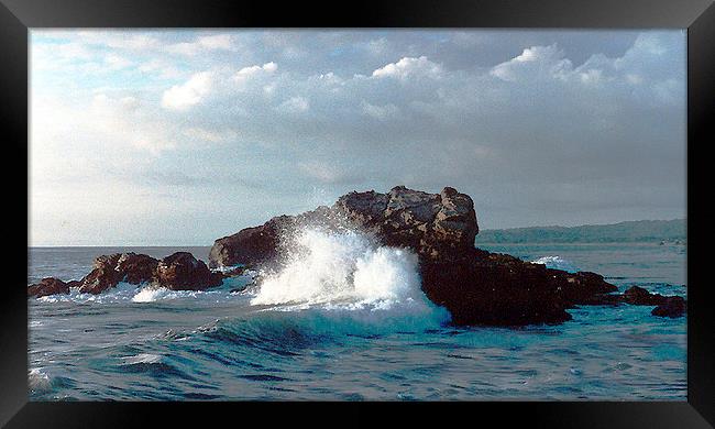 Waves Crashing on Rocks Framed Print by james balzano, jr.