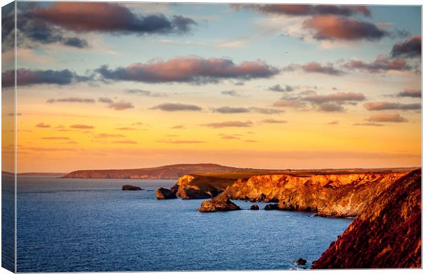 The cliffs towards Portreath Canvas Print by Oxon Images