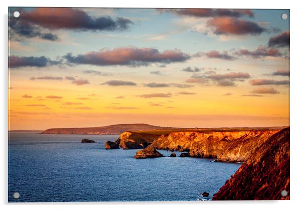 The cliffs towards Portreath Acrylic by Oxon Images