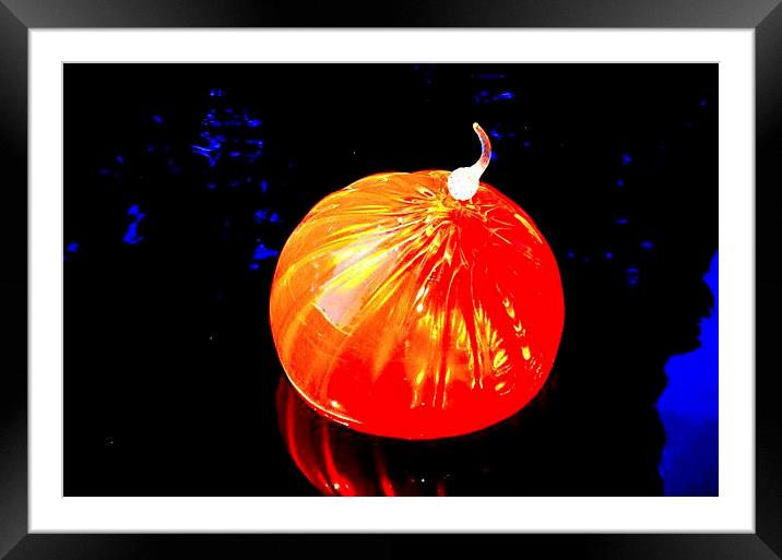 Chihully Orange Blown Glass Framed Mounted Print by Pamela Briggs-Luther
