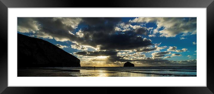 Trebarwith Surfer Framed Mounted Print by David Wilkins