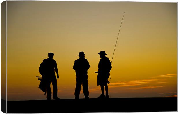 Three fishermen at sunset Canvas Print by Andrew chittock