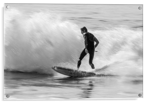 Surfing a beach break Acrylic by Ian Jones