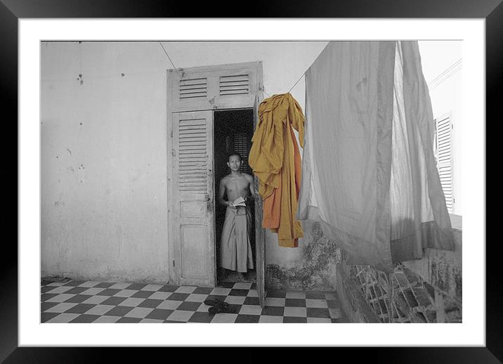 Stepping out, Cambodia Framed Mounted Print by ira de reuver