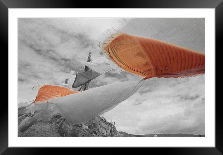 Prayerflags in the wind Framed Mounted Print by ira de reuver