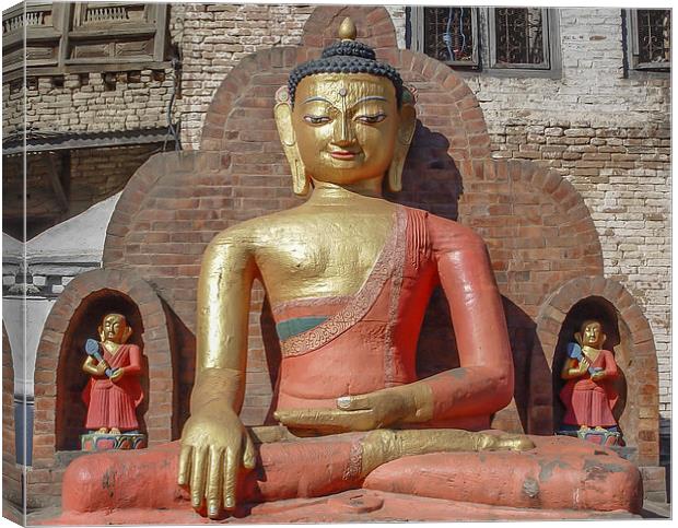 Buddha in Kathmandu Canvas Print by colin chalkley