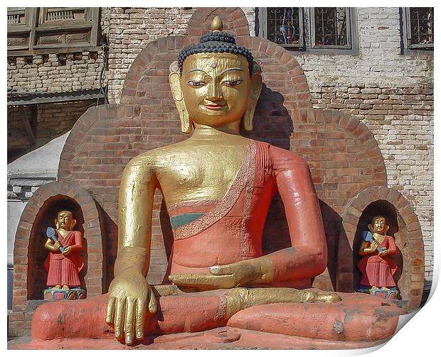 Buddha in Kathmandu Print by colin chalkley
