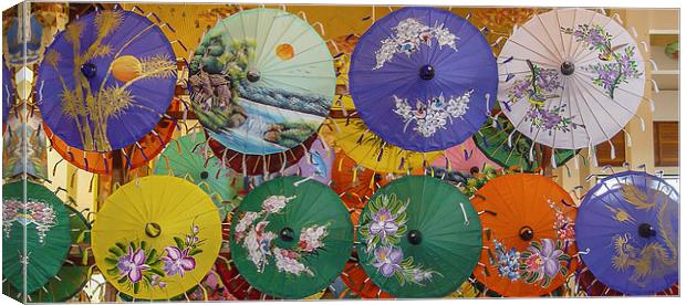 Ornate Thai Paper Umbrellas Canvas Print by colin chalkley