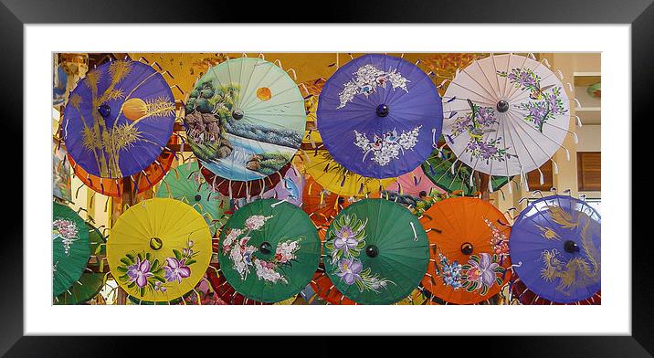 Ornate Thai Paper Umbrellas Framed Mounted Print by colin chalkley