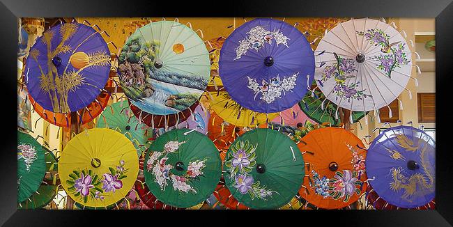 Ornate Thai Paper Umbrellas Framed Print by colin chalkley