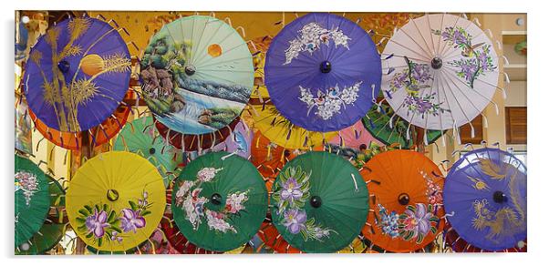 Ornate Thai Paper Umbrellas Acrylic by colin chalkley