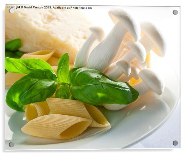 Cheese, mushrooms and pasta Acrylic by David Preston