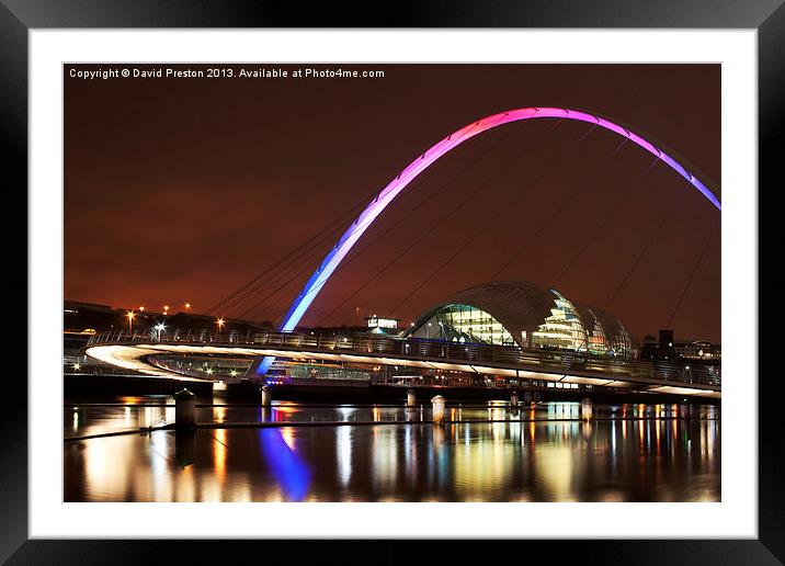 Newcastle Quayside at night Framed Mounted Print by David Preston