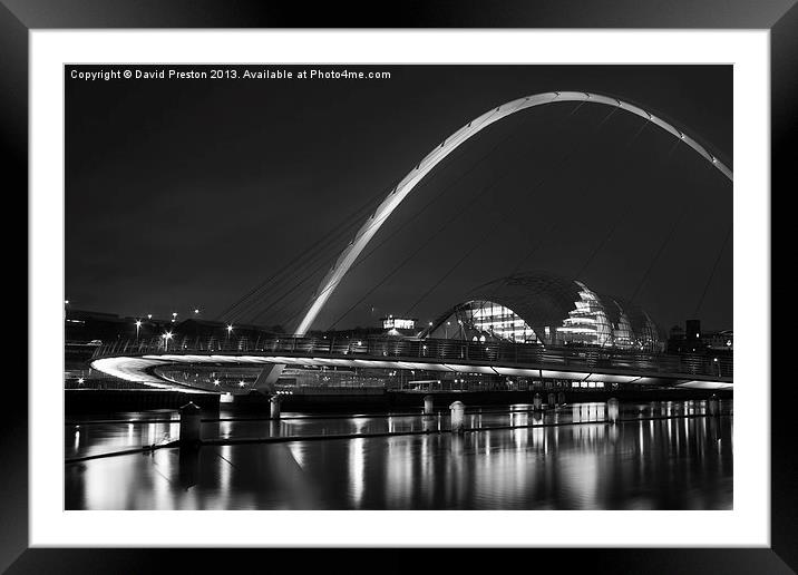 Newcastle Quayside at night Framed Mounted Print by David Preston