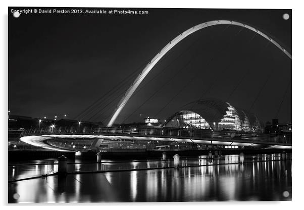 Newcastle Quayside at night Acrylic by David Preston