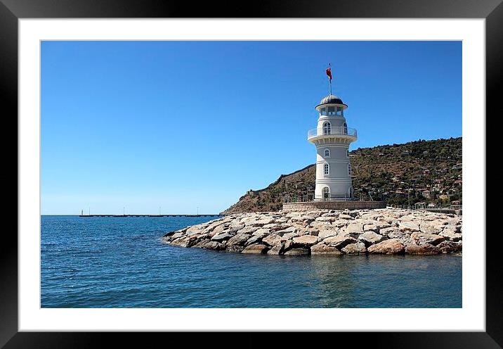 Antalya harbour lighthouse, Turkey Framed Mounted Print by Robert Cane