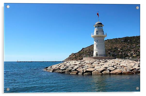 Antalya harbour lighthouse, Turkey Acrylic by Robert Cane
