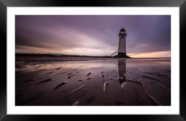 Lighthouse at dusk Framed Mounted Print by Aaron Crowe