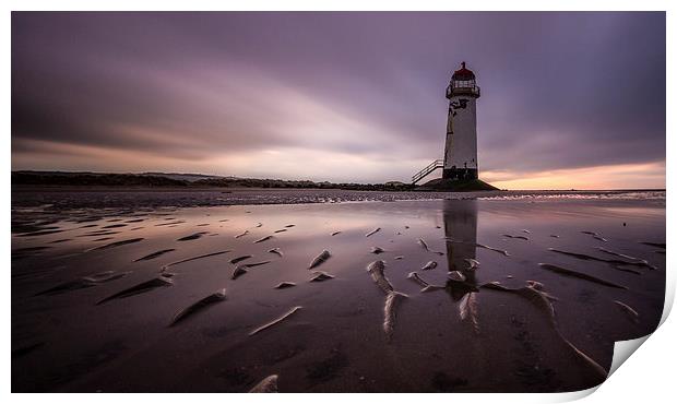 Lighthouse at dusk Print by Aaron Crowe