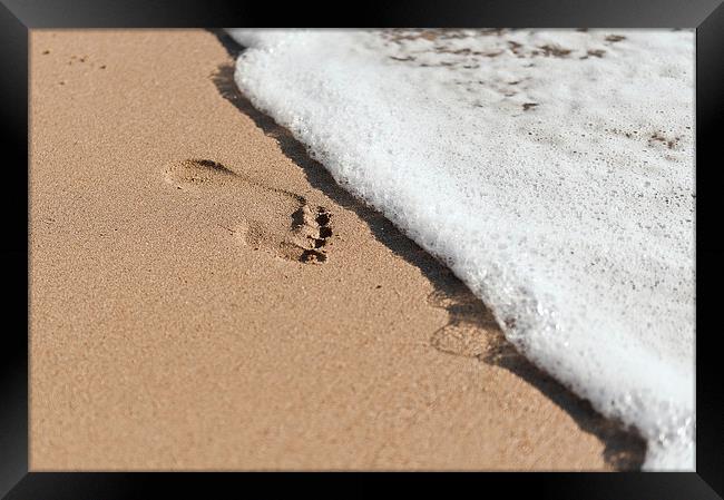 Footprint in the sand Framed Print by Carl Shellis