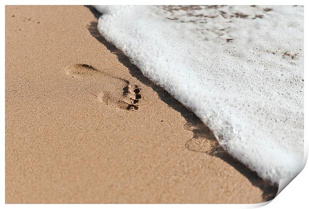 Footprint in the sand Print by Carl Shellis