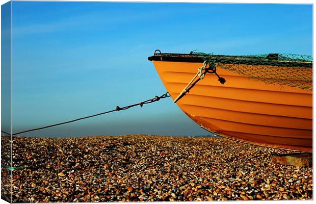Boat on Greatstone beach Canvas Print by Robert Cane