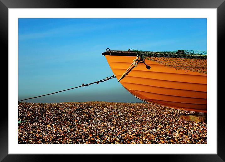 Boat on Greatstone beach Framed Mounted Print by Robert Cane
