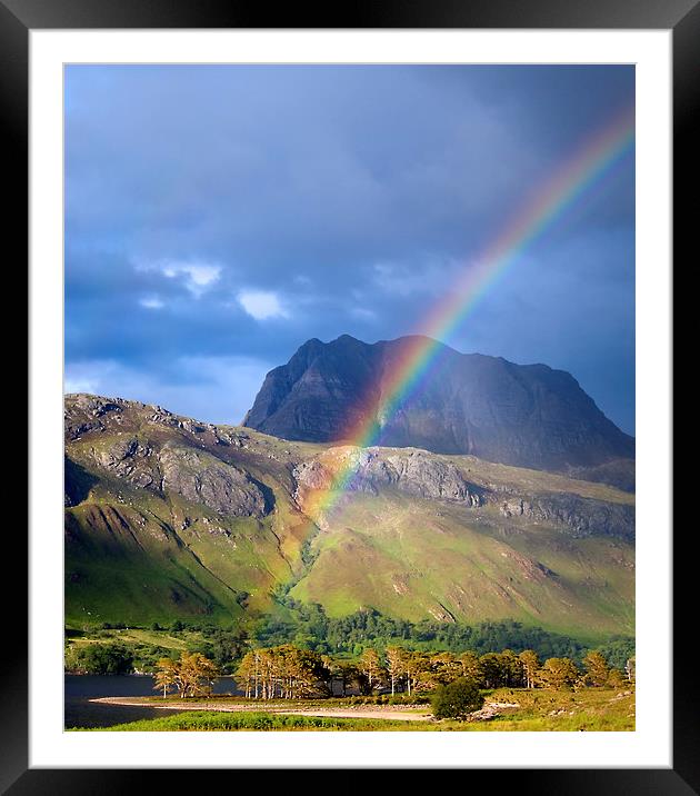 Slioch Rainbow Framed Mounted Print by David Maclennan