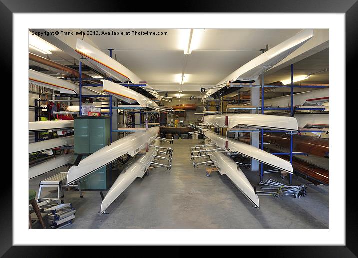 A typical boathouse in use for storing sculls. Framed Mounted Print by Frank Irwin