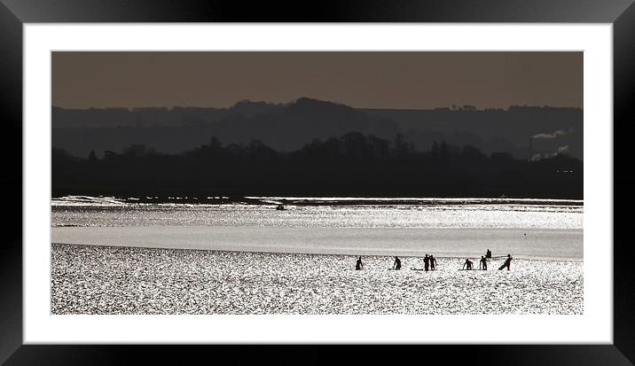 Surfers on Severn Bore Framed Mounted Print by mark humpage