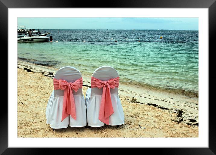 Caribbean Wedding Chairs Framed Mounted Print by Maria Carter