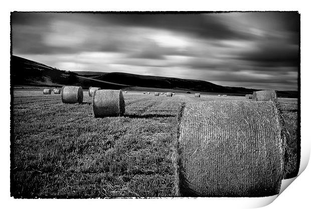 straw bales by the sea Print by Andrew chittock